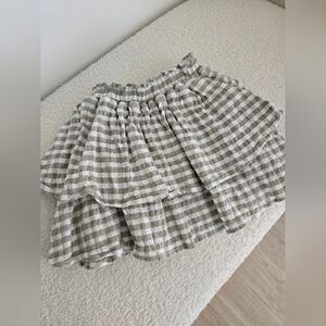 RYLEE AND CRU size 4-5 Sage Green And White Checked Tiered Skirt